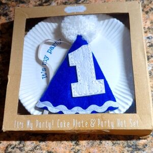 Baby 1st birthday hat and cake plate
